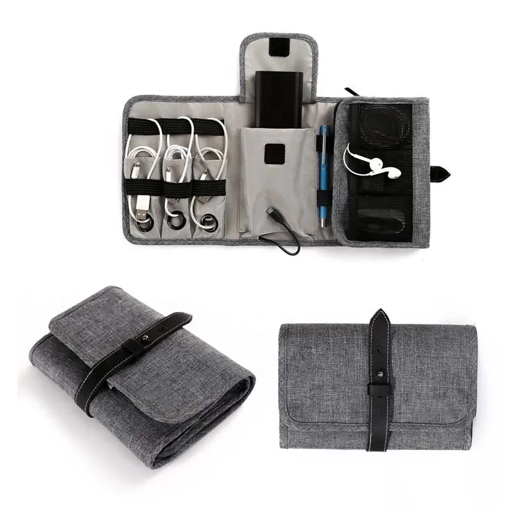 Portable Cable Electronics accessories Roll-Up Travel Gadgets Organizer Bag