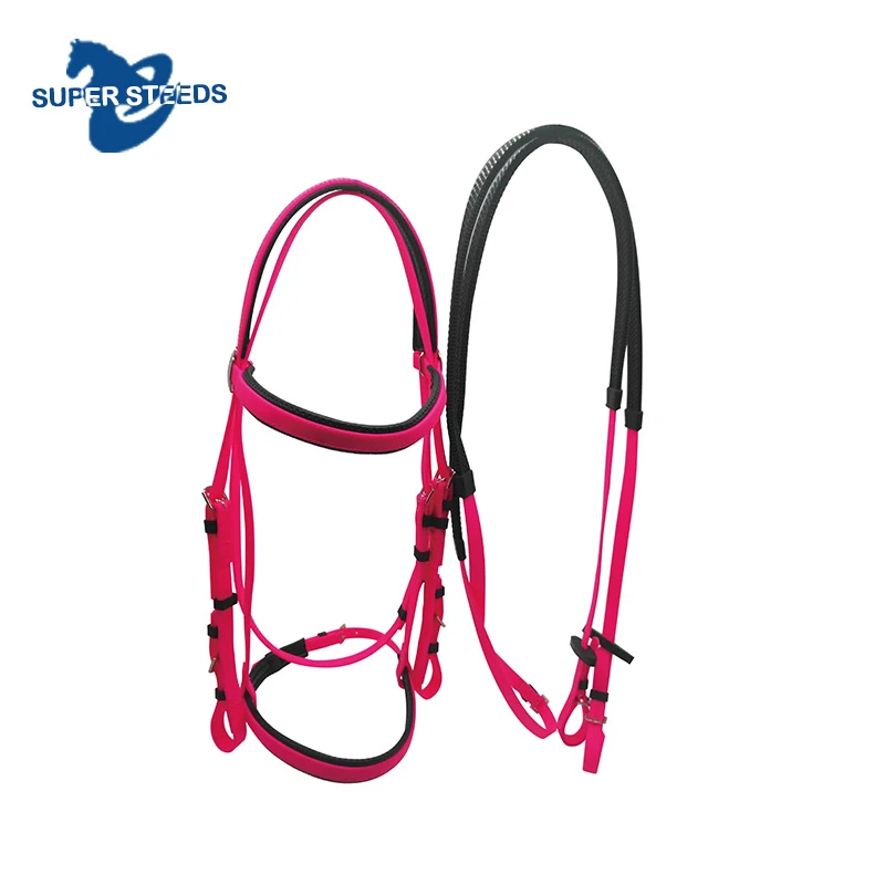 Neon Yellow Australian Saddle Horse Racing Bridle and Rein Set Made by Manufacturer in China with Durable Nylon PVC Material