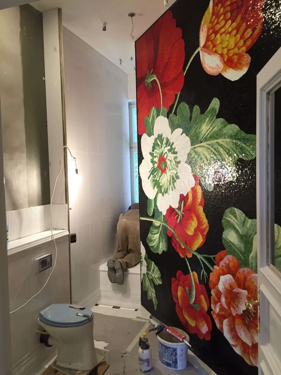 High Quality Deco Bathroom Glass Mosaic Wall Art Murals Glass Mosaic Tile Mural