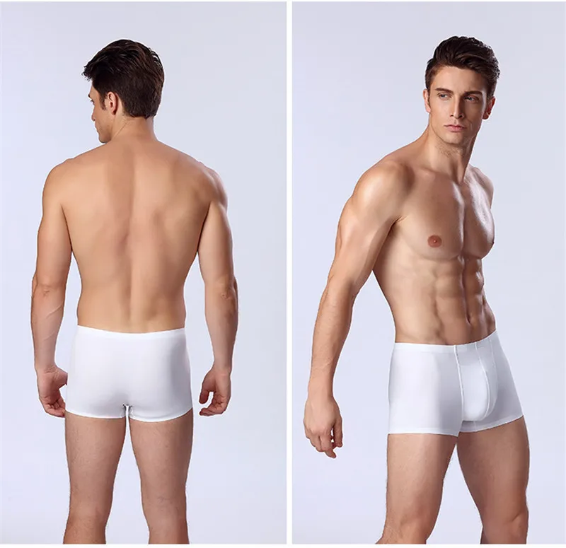 underwear men boxer seamless slip home sexy ice silk underpants shorts transparent