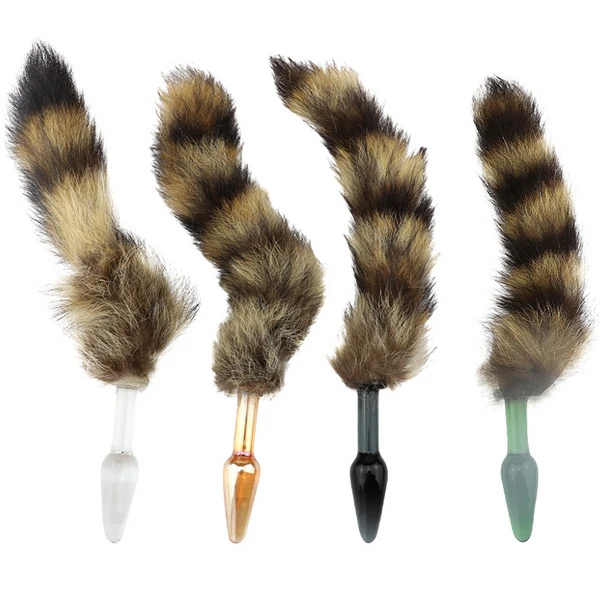 women sex toy crystal glass cat tail anal butt plug