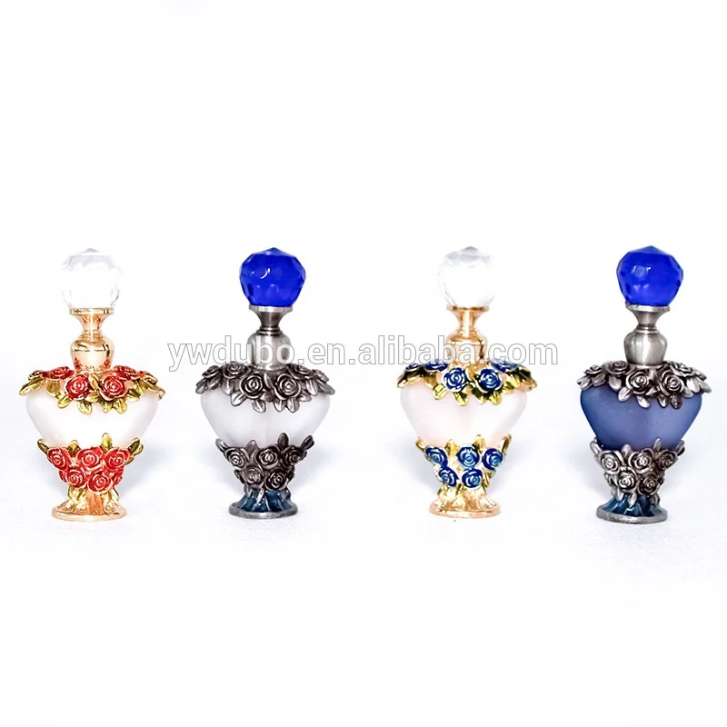 5ml Heart Shape Rose Flowers Metal Perfume Bottles Posh Essential Oil Bottle#59700/59701