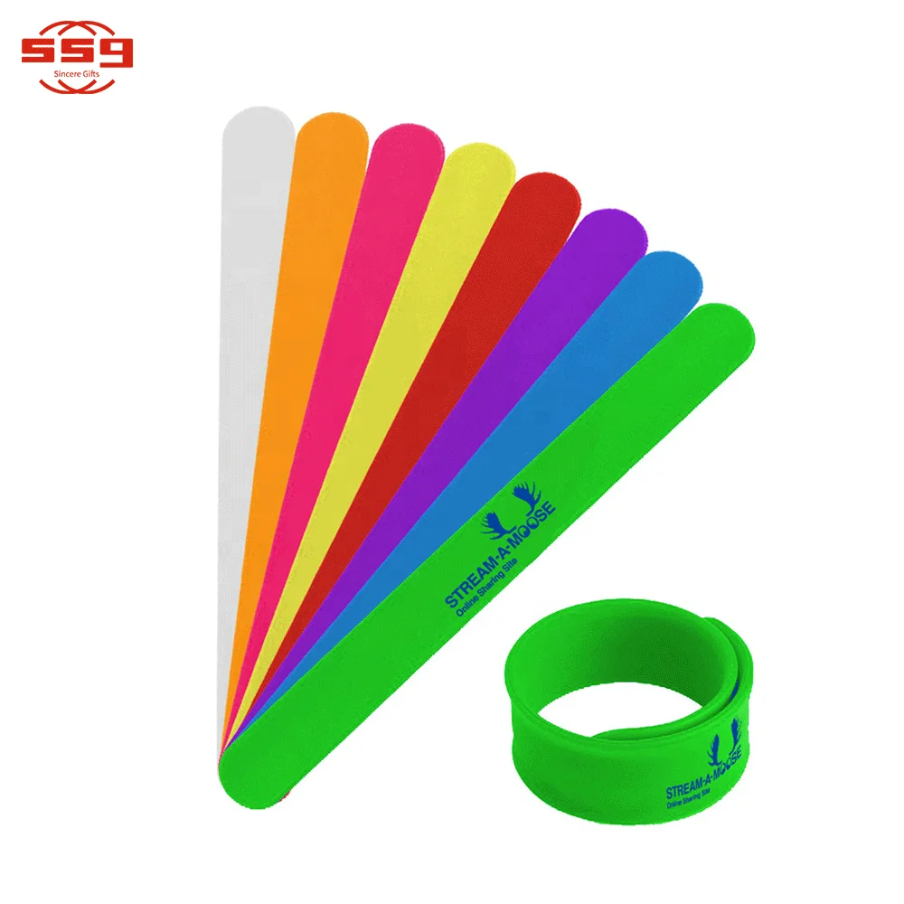 Fashion easy clap snap slap bracelet silicone Wristband with custom printed logo