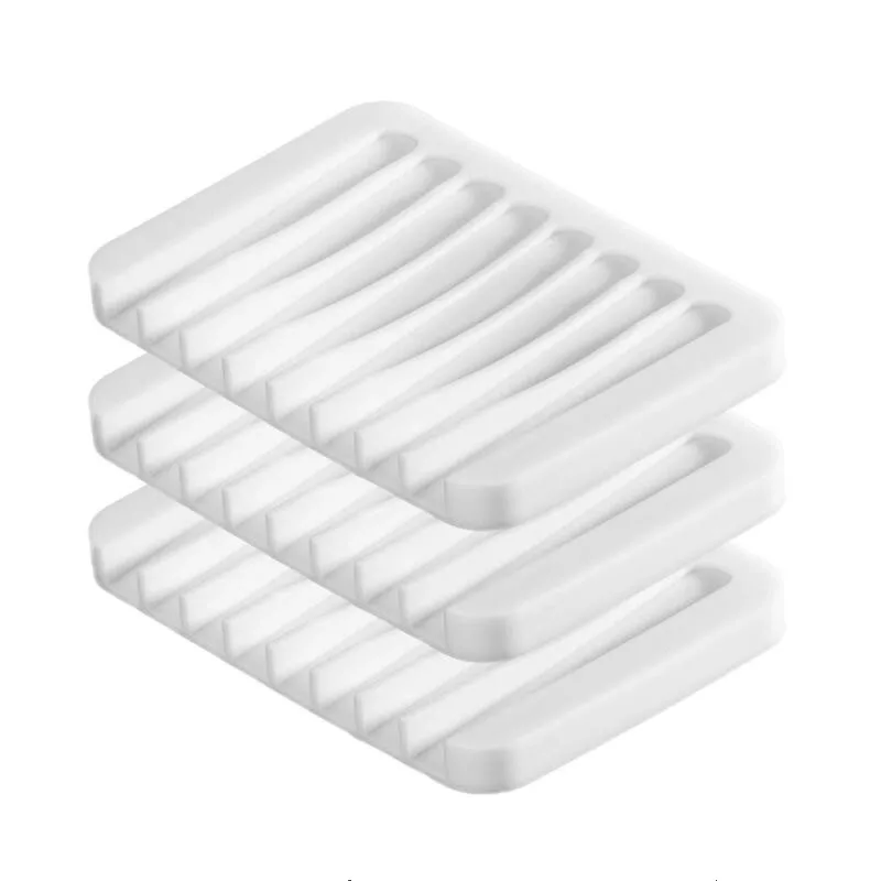 White Flexible Silicone Soap Dish for Bathroom/Kitchen/Counter Top