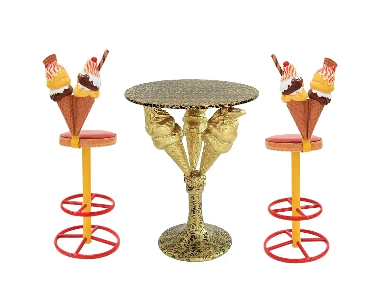 Modern mall decoration fiberglass ice cream dining table resin table three ice cream sculpture for sale NTRS-165LI