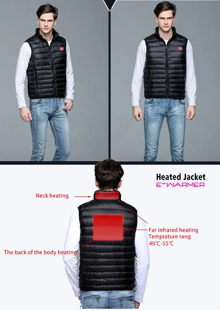 APP USB Heated  jacket far infrared heating vest for keeping warm of body jacket power bank shenzhen USB gadgets