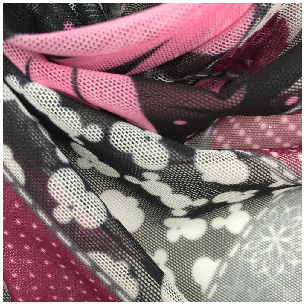 The factory outlet spandex digital printing 20D lycra mesh fabric for clothing