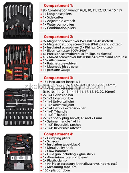 tool kit 599pcs aluminum tool case house hold tool kits