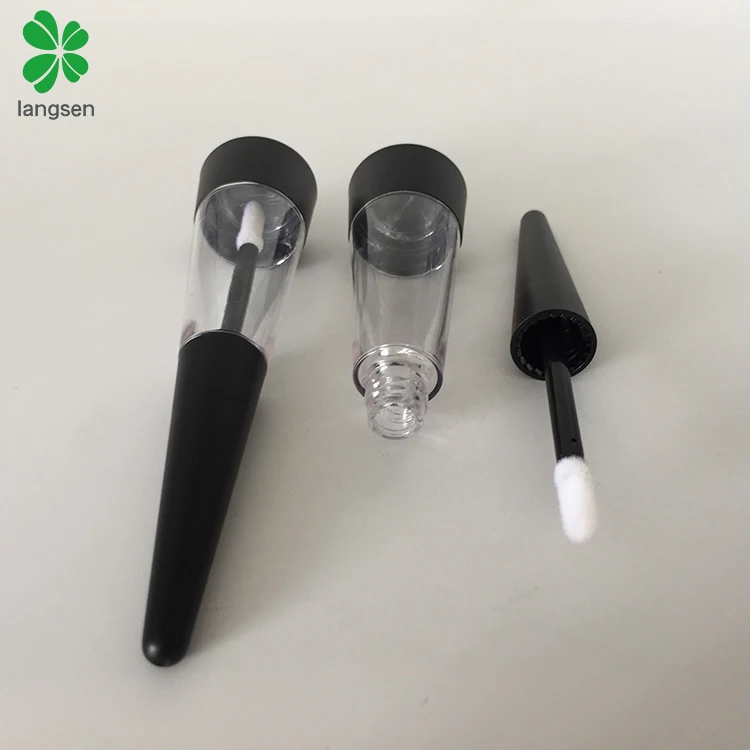 Unique plastic taper cone shape lip gloss tube, triangle shape lip gloss tube container pravite label