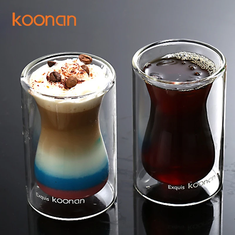 
250ml 350ml 450ml 375ml 475ml Double Wall Borosilicate Glass Double Wall Mug Glass with Handle 