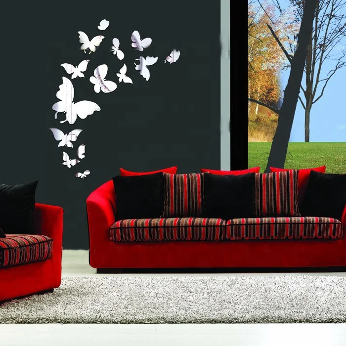 Preciser Luxury Design Butterfly Decoration Mirror Wall Sticker For Bedroom