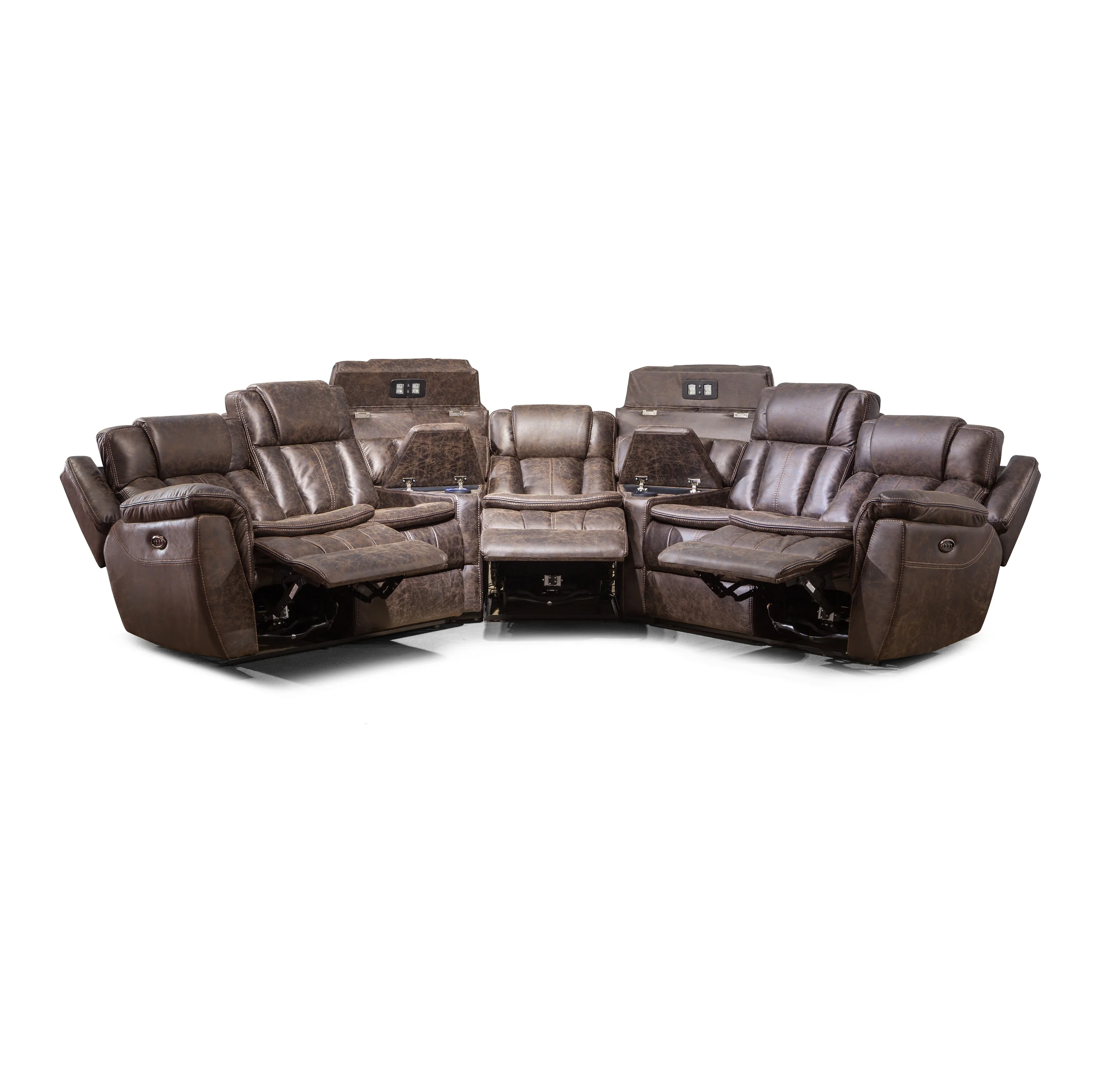 
Wholesale Modern Living Room Furniture Leather Recliner Sectional Sofa 