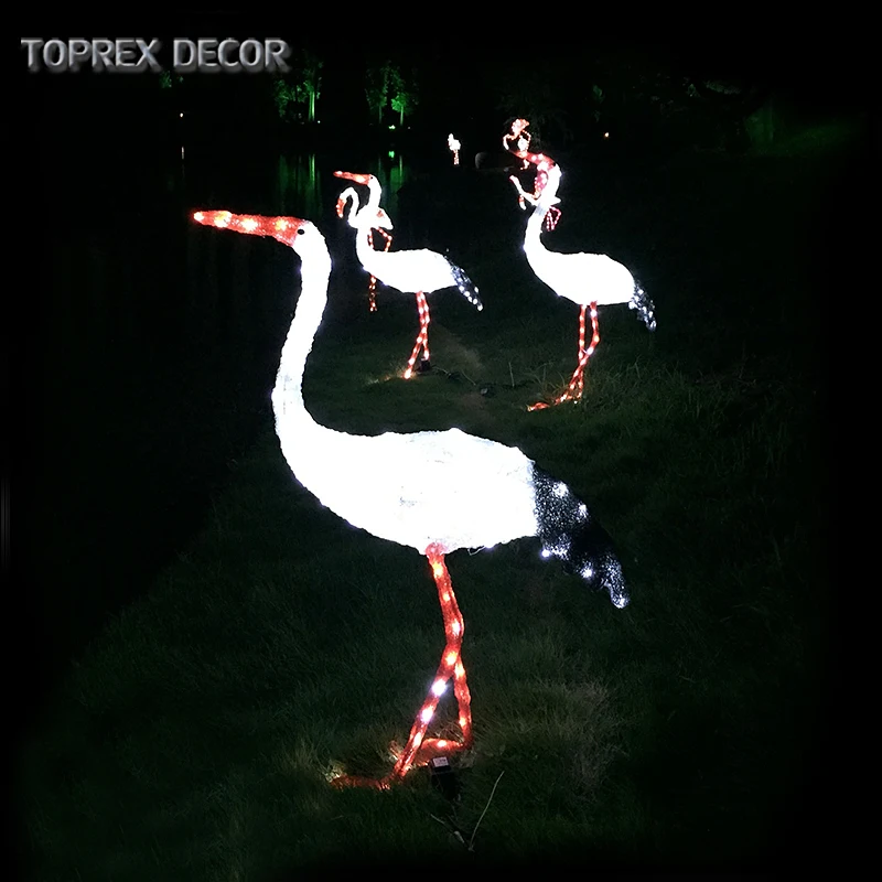 Festival Garden decorations animal sculpturepink flamingo bird figure flamingo led light
