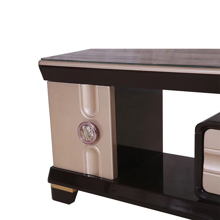 
popular hotel room live room furniture modern led center tempered glass tv stand design table 