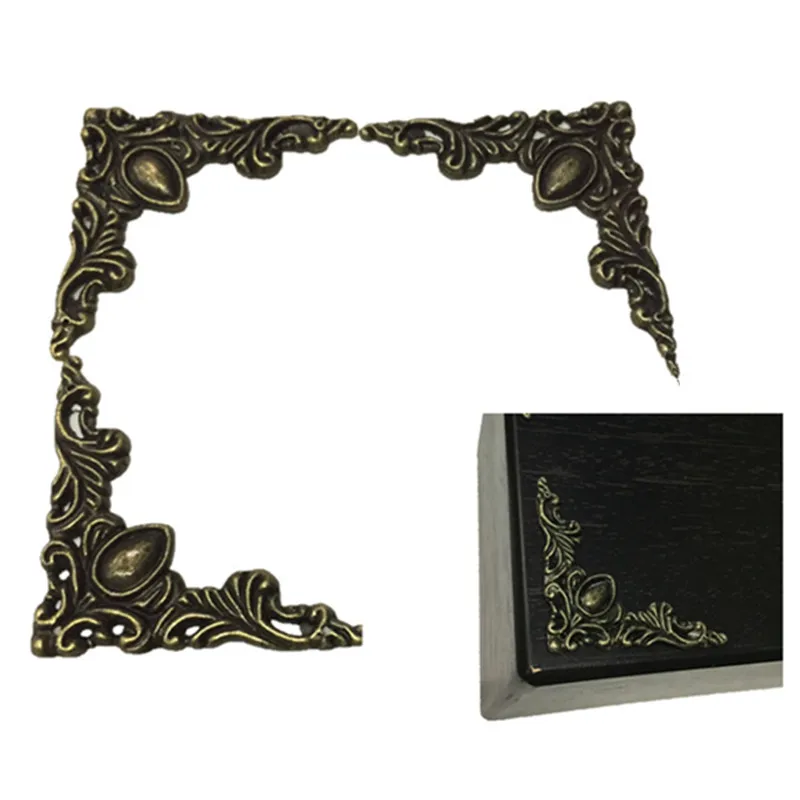 
Factory supply new design decorative zinc alloy flat antique bronze metal corner protector for jewelry box 