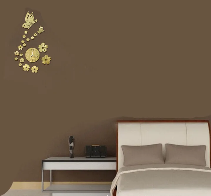 Preciser Home Decor Vintage Gear 3d Mirror Acrylic Diy Wall Clock