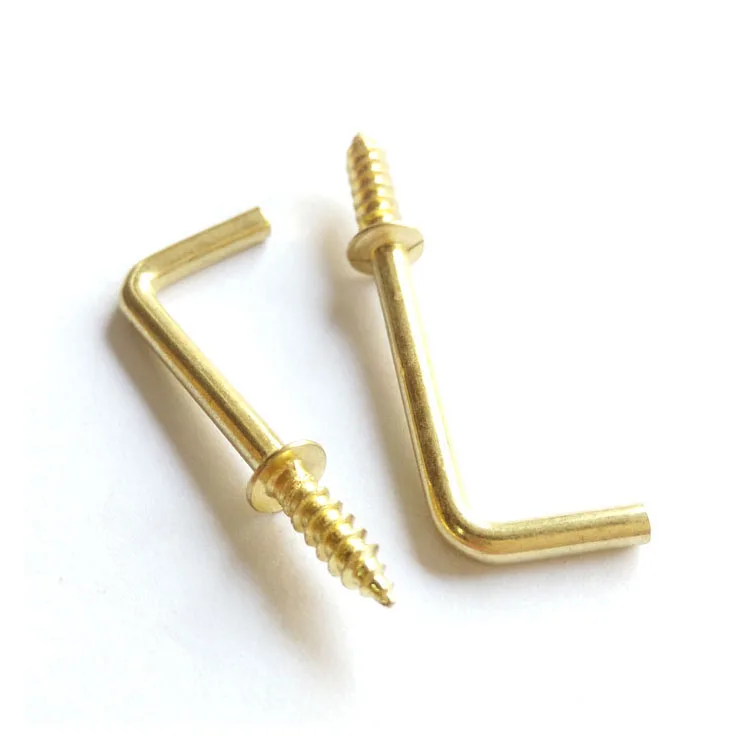 Self Tapping Screw Golden Color L shape key hooks eye bolt wooden hook screw