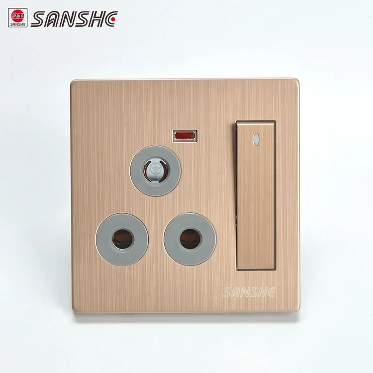 SANSHE 3 полюса круглый разъем PC материал настенный выключатель 1 gang переключатель и 15A разъем