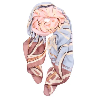 Fashionable Rectangle Floral Polyester Satin Beach Shawl Scarf for Women Stylish to Block the Sunshine