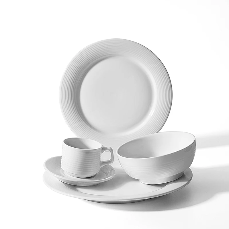Керамические тарелки Guangzhou, поставщик столовых приборов по низкой цене, набор фарфоровой посуды для отеля, микроволновой печи, безопасная керамическая посуда