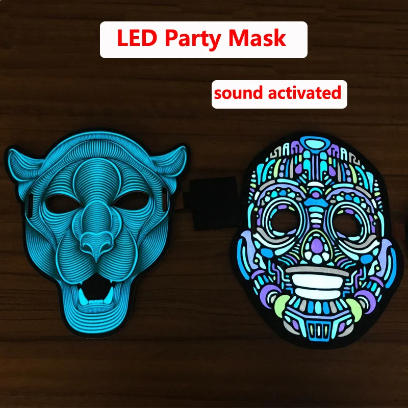 Новинка 2019, маска на все лицо со светодиодной подсветкой и звуком на Хэллоуин, украшение для вечеринки