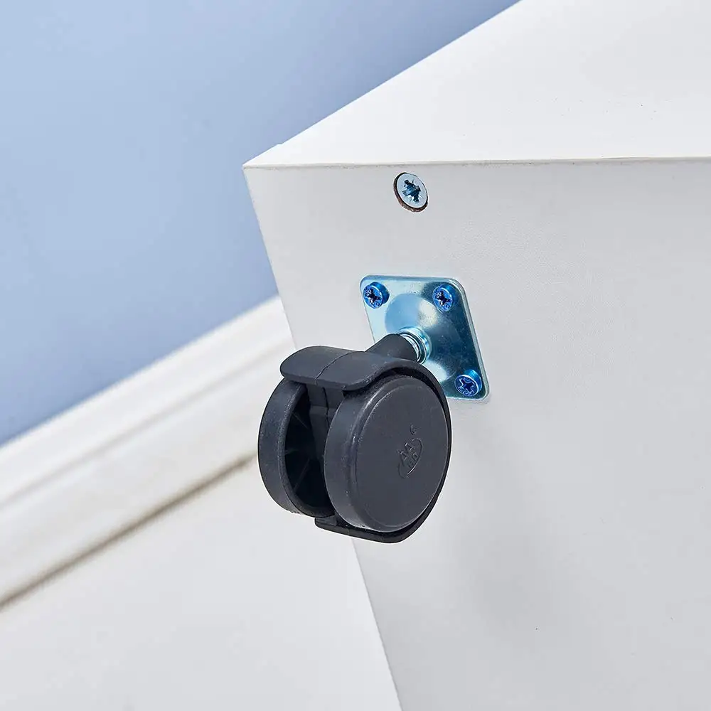 White Wood Mobile File Cabinet with 3 Storage Drawers Under Desk