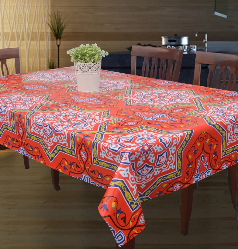 Muslim Ramadan Design PVC Table Cloth Printed Islamic Pattern Embroidered Tablecloth