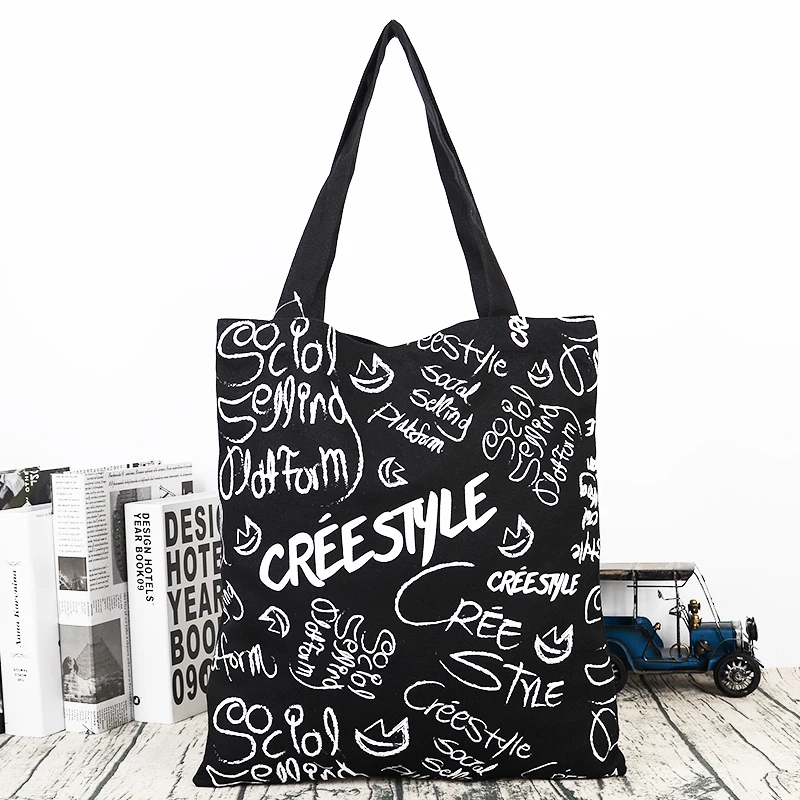 Fair Trade Gift Factory directly sale custom logo size durable black cotton canvas tote bag