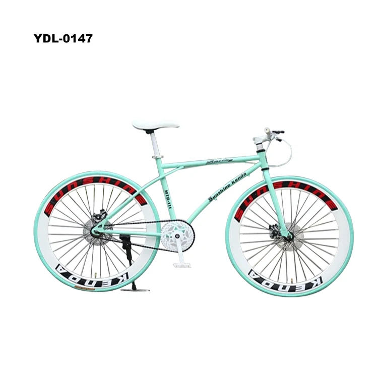 Велосипед с фиксированной передачей, тормоз заднего хода для студентов, колеса 26 дюймов, цветные шоссейные ретро-велосипеды «сделай сам», однотонные шины