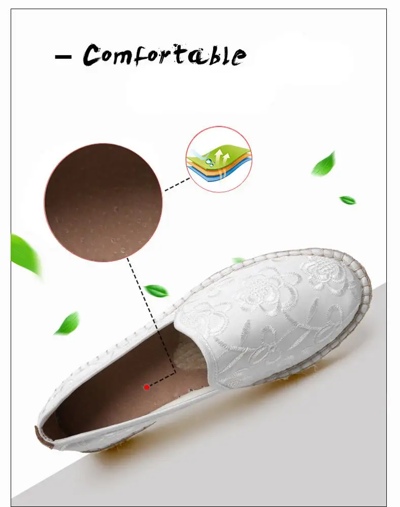 Factory Jute Sole Women Slip-on White Plain Loafers Espadrilles Flat Shoes