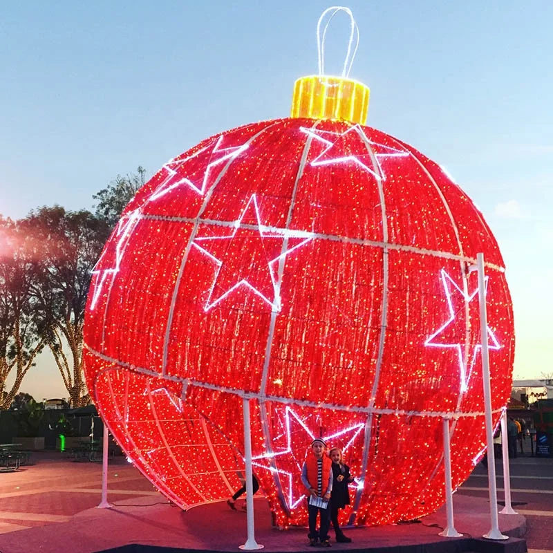 Outdoor commercial grade giant LED illuminated Christmas lights display walk through Christmas ball for winter holiday decor