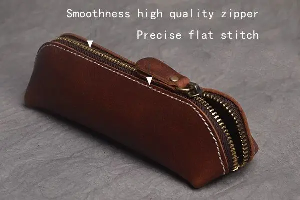 
Leather pencil case longer big compartment crazy horse leather glasses pouch 