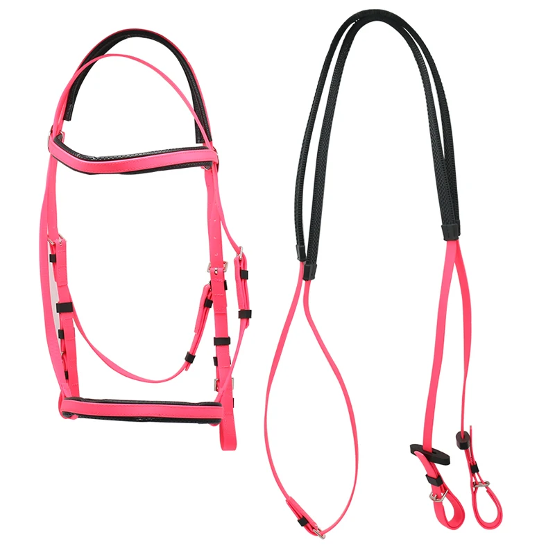 Micklem Horse Bridle Australian Snaffle Saddle Equipment with Rein PVC Western Style Nylon Leather Halters for Horse Riding