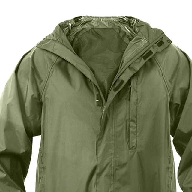 Cheap Men Polyester PU Coating Outdoor Army Green Military Raincoat New Rip-Stop Rain Jacket