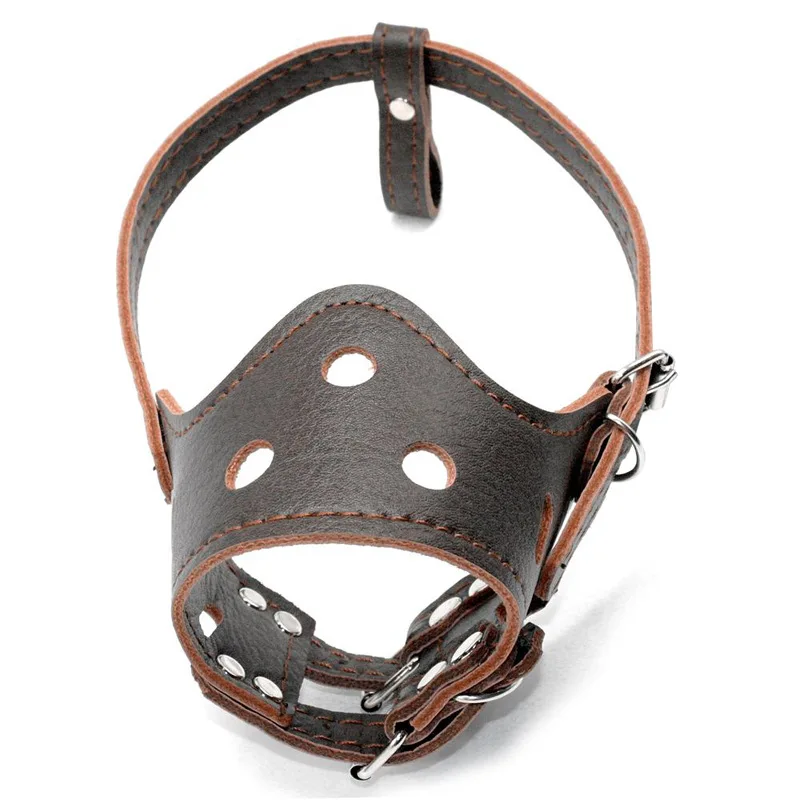 Wholesale Custom Size Durable Anti Barking Brown Adjustable Leather Muzzle Dog