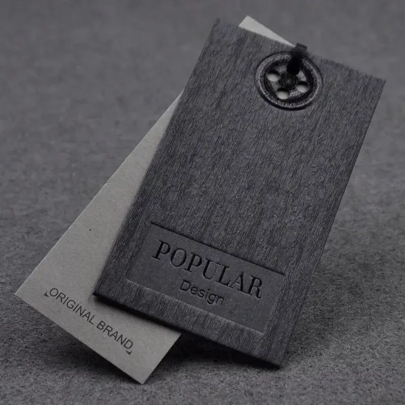 Color printing both sides die cut label hanging string paper hang tag