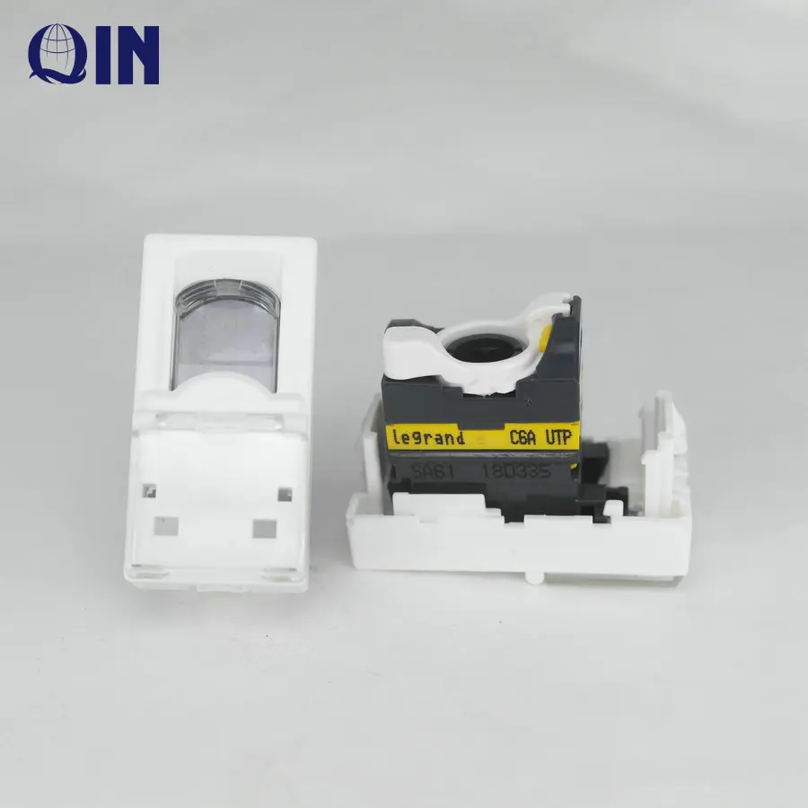 French type single port modular jack yellow color 45*22.5mm face plate CAT6A RJ45 UTP keystone Jack 76571