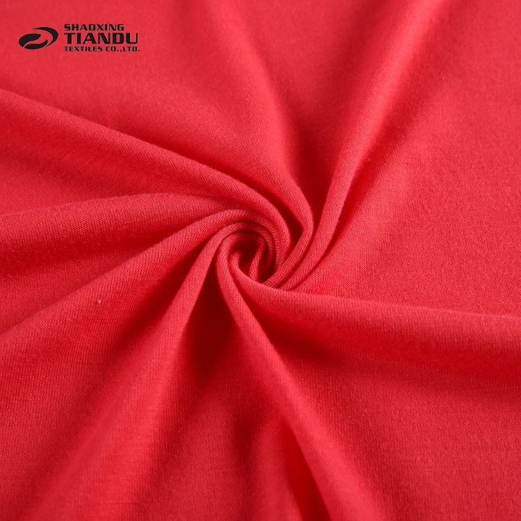Современный Дизайн Красный однотонная окрашенные трикотаж джерси мощность вязать высокой плотности полиэстер ткань корея