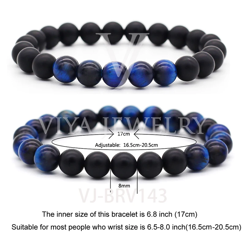 Wholesale 8mm Gemstone Friendship Beads Bracelet Elastic Adjustable Bracelet