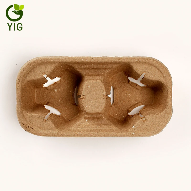 
Pulp Molded Biodegradable Coffee Cups Tray 
