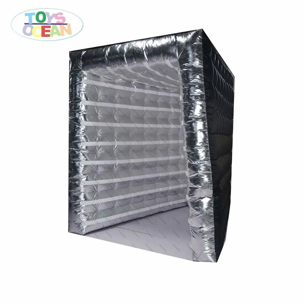 LED light Silver material colorful shinning inflatable V shape photo booth