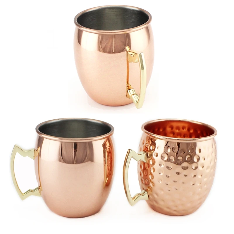 Stainless Steel Moscow Mule Mugs Mirror Polished Copper Cup Large Capacity Cocktail Beer Cup Rose Gold
