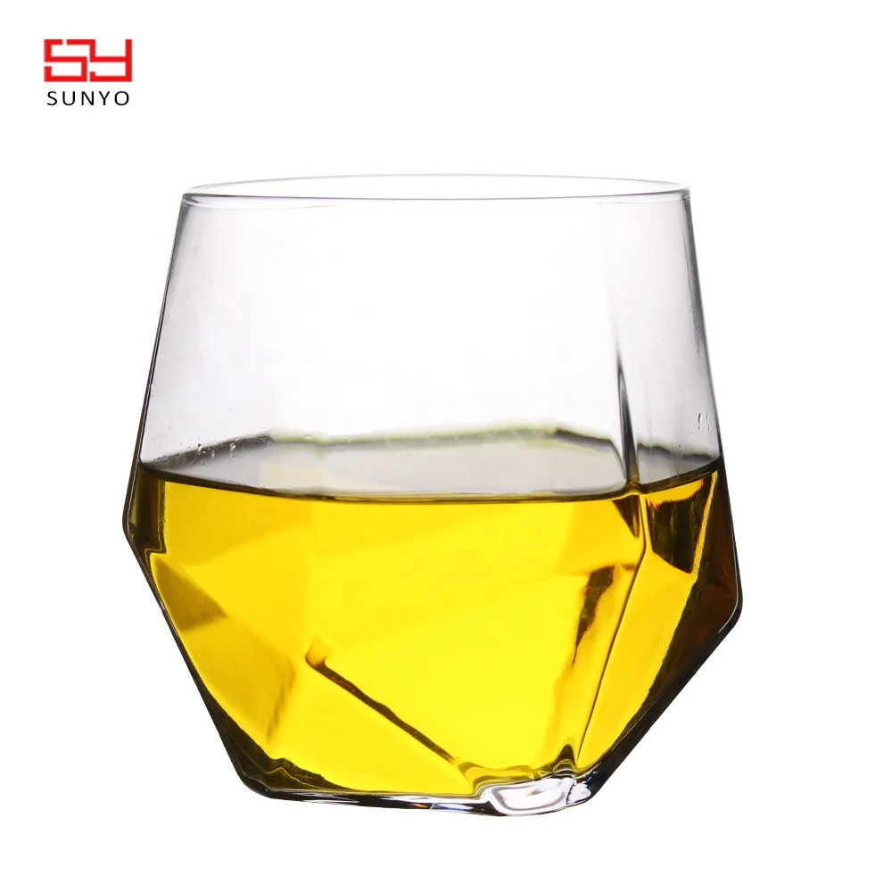 New Product Diamond shape custom  crystal glass red wine glass creative tall glass home decoration diamond cup