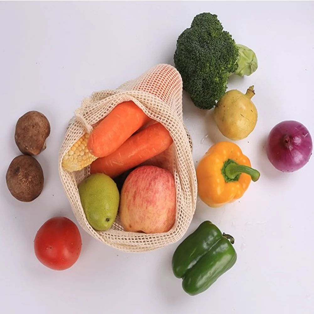 Organic Cotton Pure Cotton Degradable Natural Environmental Protection cotton mesh eco friendly reusable fruit bag