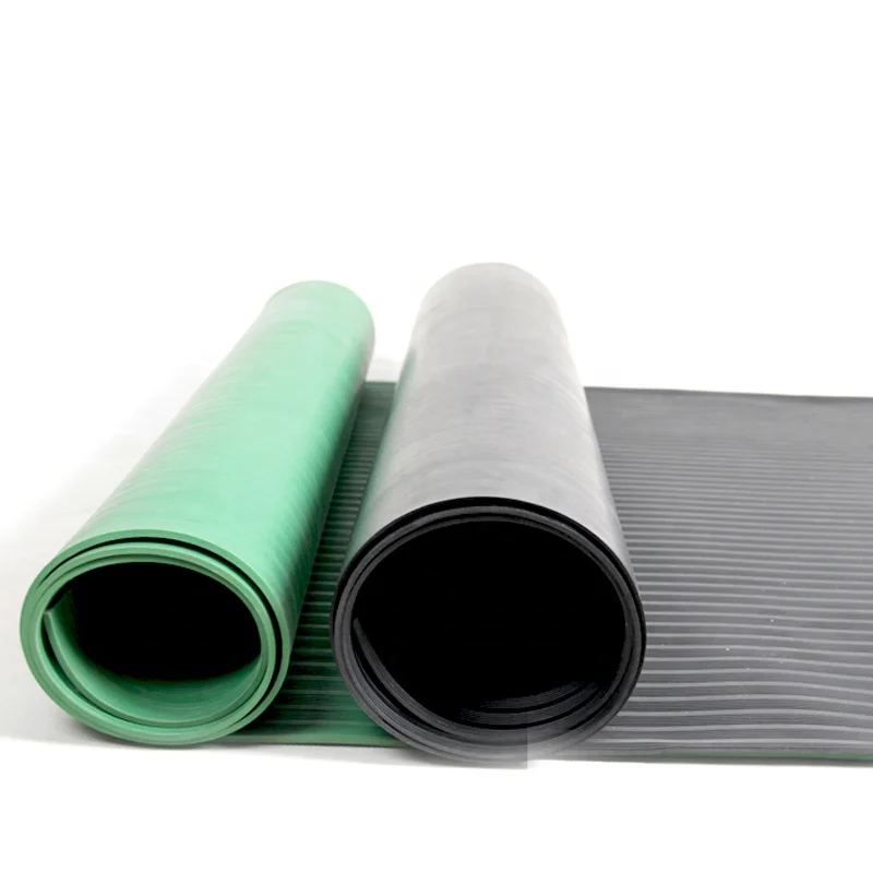 Indoor Outdoor Industrial Fine Ribbed Anti Slip Anti Fatigue Floor Rubber Mat