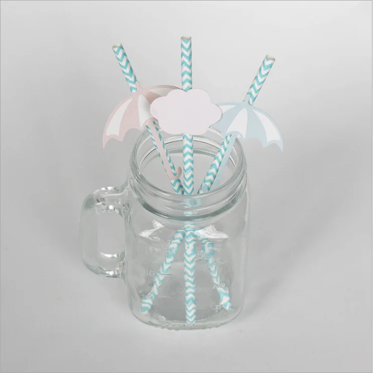 Сертификаты FDA Экологичные одноразовый Зонт стикер шаблон Бумажная соломинка для питья