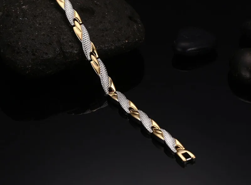 
Wholesale new design stainless steel women charm health stone bracelet 