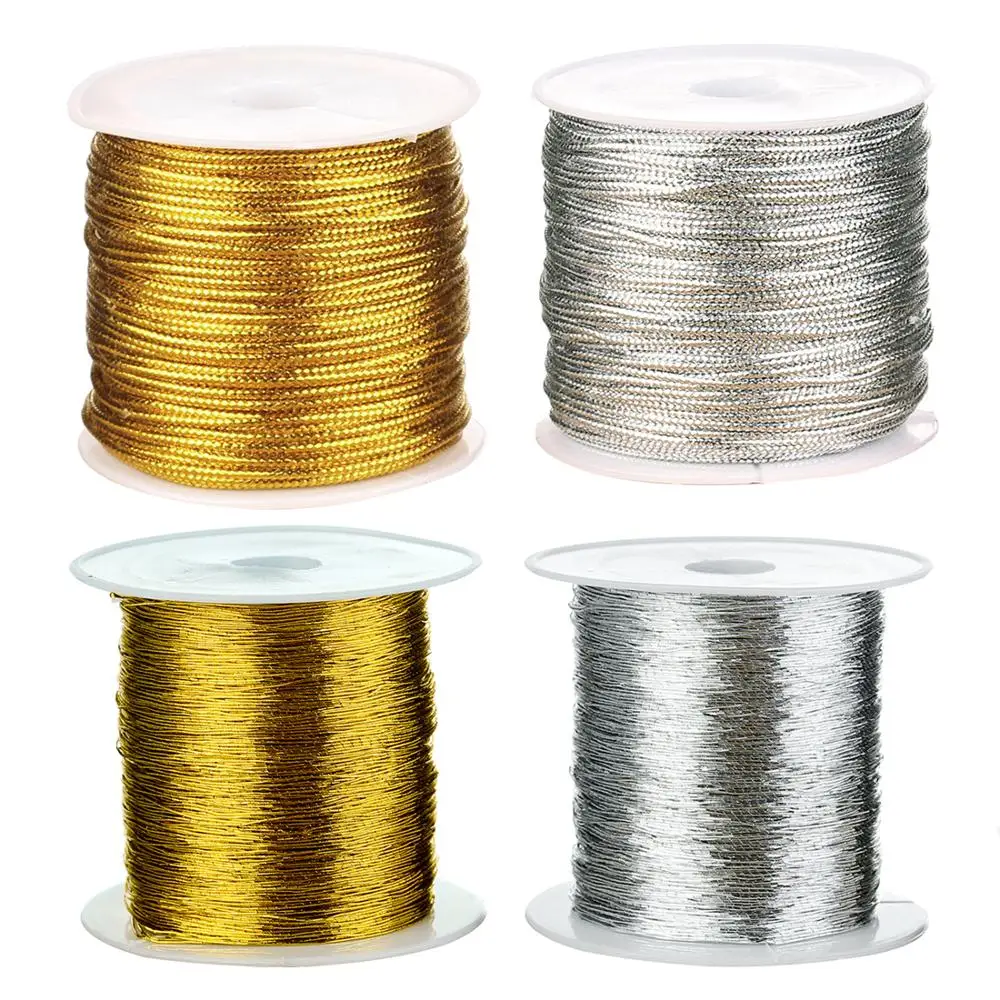 40-50m Wholesale golden silver 1mm 1.2mm silk thread cord for jewelry making Finding