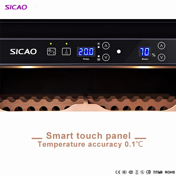 
Fan cooling cedar shelves SICAO electronic 500 small Cigar showcase humidifier refrigerated fridge case humidor cabinet cellars 