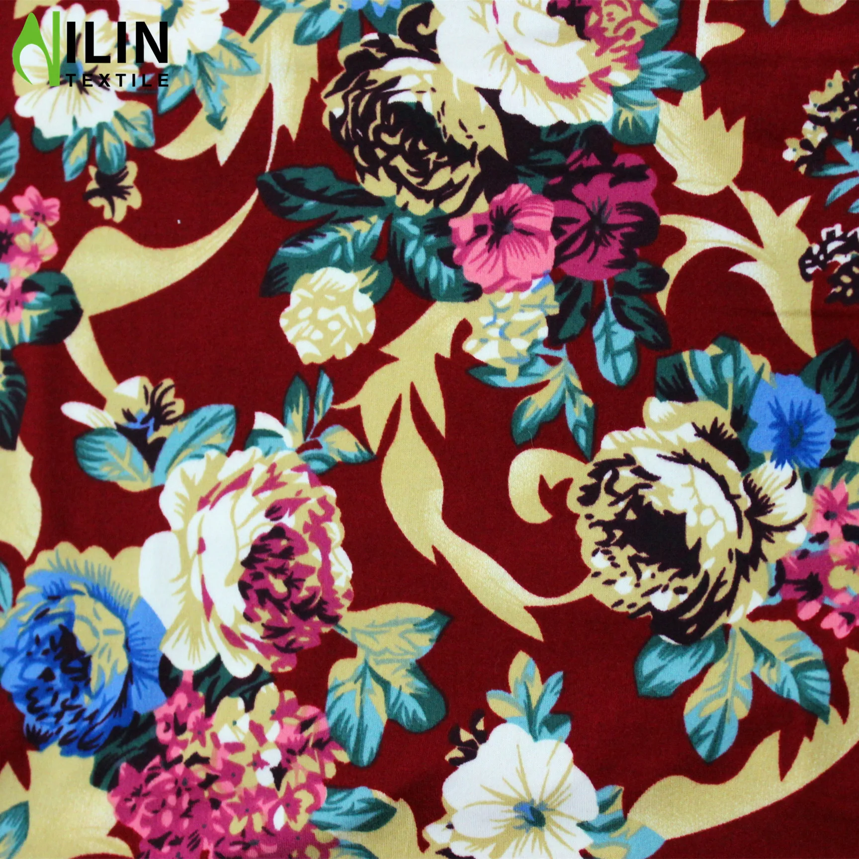 Light and breathable 150gsm Colorful peach legging fabric Brush DTY floral printed fabric for women dress